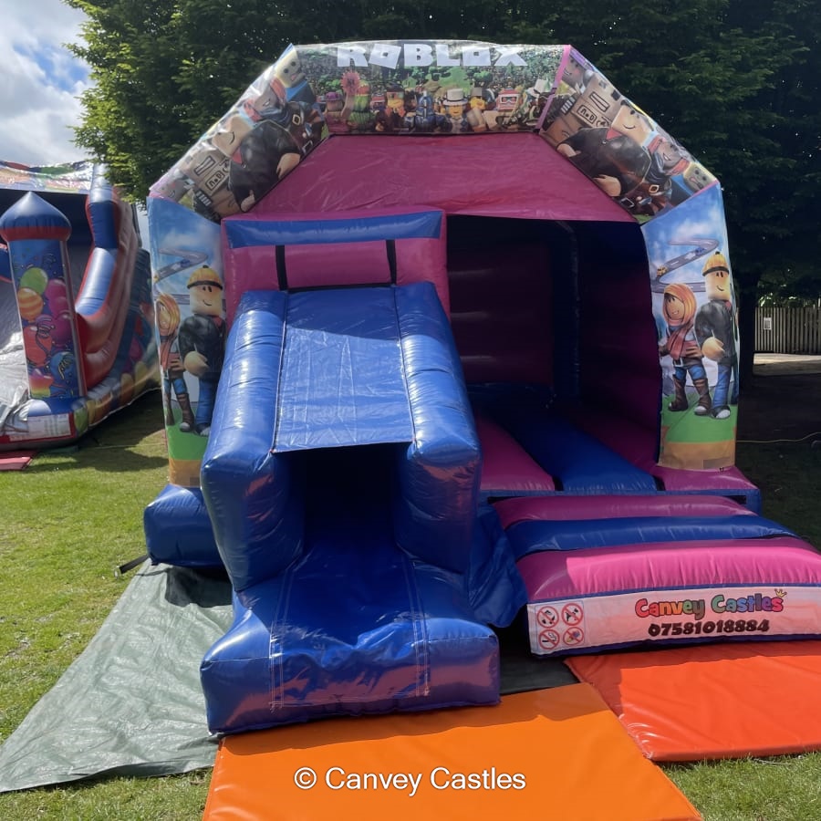 12ft x 17ft Pink and Blue Roblox Slide Combo Bouncy Castle - Bouncy ...