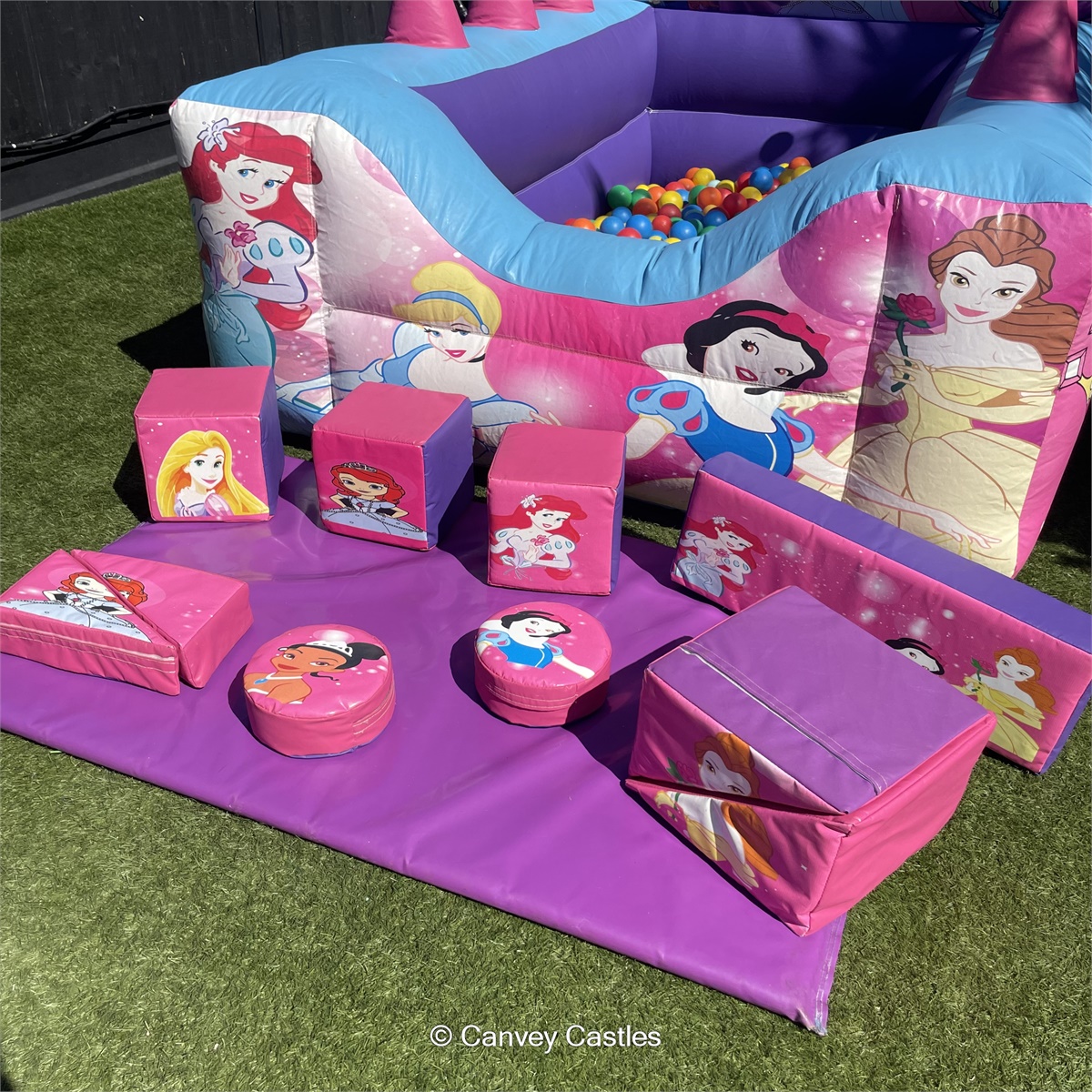 6ft x 8ft Princess Inflatable Ball Pit and Shape Set Best Bouncy Castle Hire service in Essex