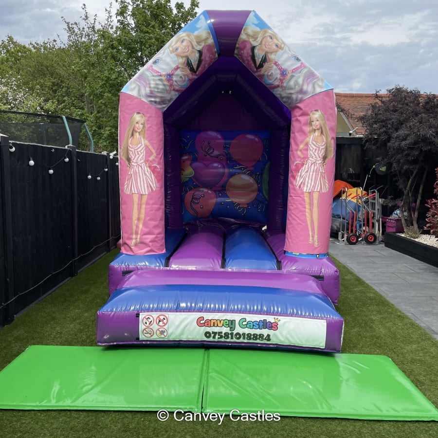 8ft x 12ft Blue and Purple Barbie Bouncy Castle Bouncy Castle Hire in