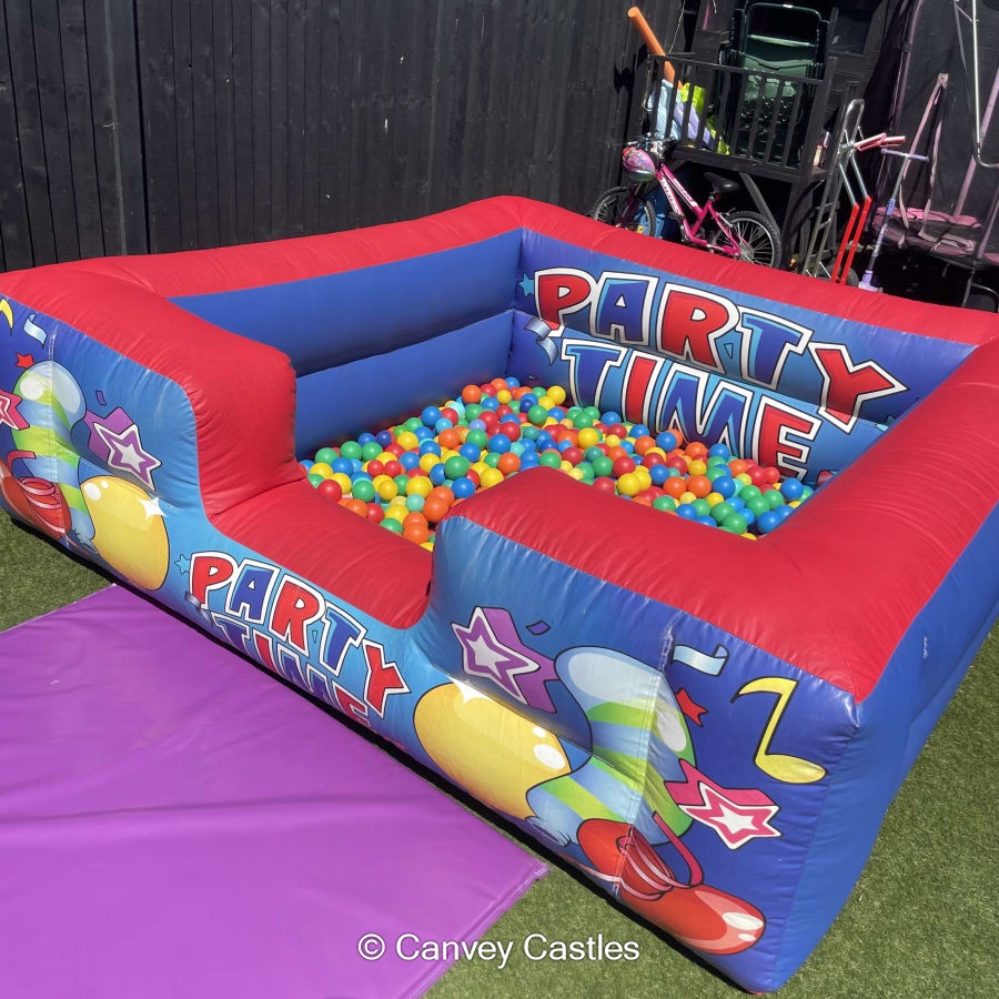 8ft x 8ft Blue and Red Party Time Inflatable Ball Pit - Bouncy Castle ...
