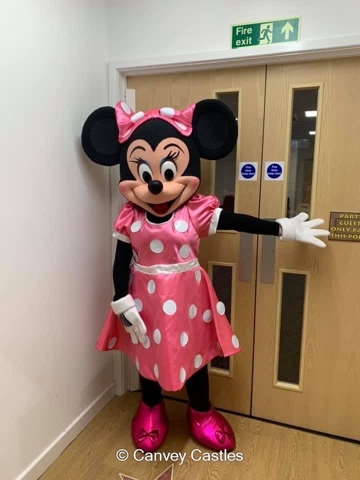Minnie Mouse Mascot costume Bouncy Castle Hire in Essex Canvey